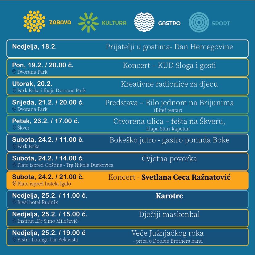 Program druge sedmice Praznika mimoze — cvjetna povorka, gastro ponuda Boke, dječiji maskenbal i koncerti